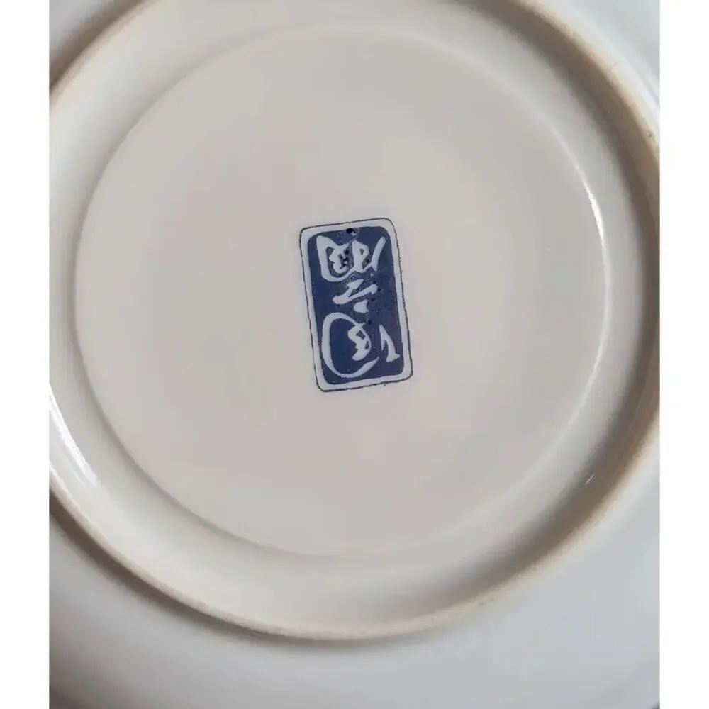 Vtg Arita Imari Teacup Saucer Set Japan Porcelain Fan Shape Kutani